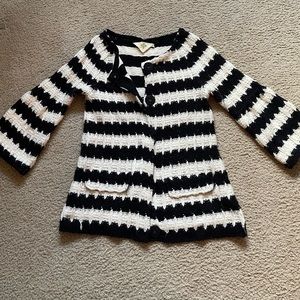 Adorable soft Anthropologie cardigan black and crème striped women’s xs